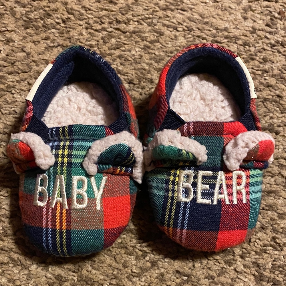 NWOT Dearfoams Size 3-4 Toddler Plaid Baby Bear Kids Shoes